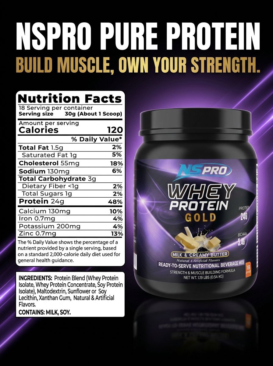 NSPRO WHEY PROTEIN GOLD – MILK & CREAMY BUTTER | 24g Protein | view 2