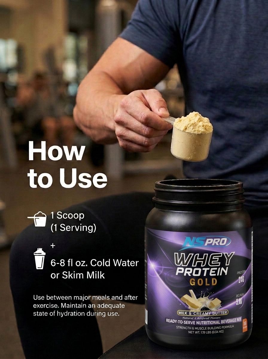 NSPRO WHEY PROTEIN GOLD – MILK & CREAMY BUTTER | 24g Protein | view 3