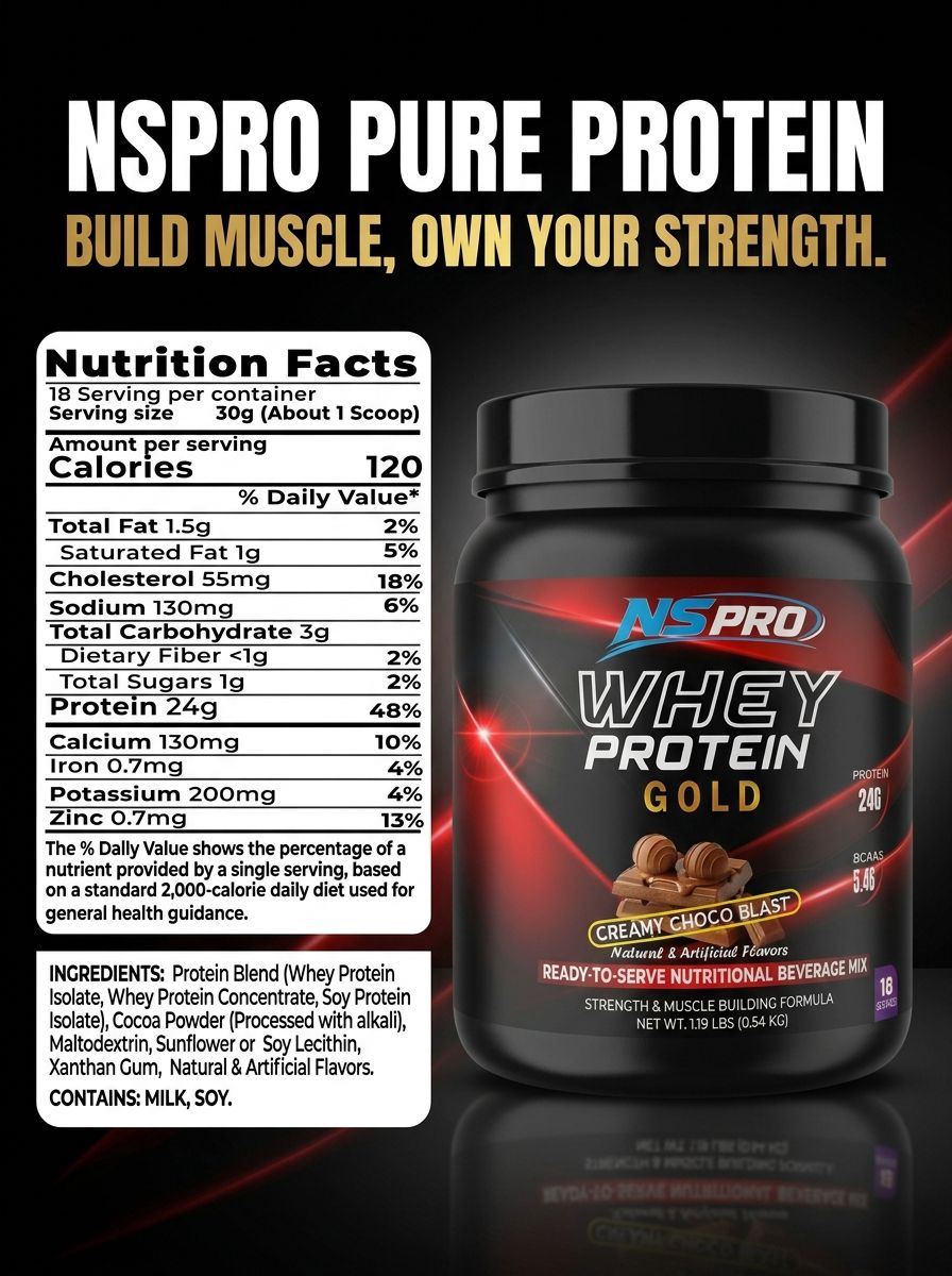 NSPRO WHEY PROTEIN GOLD – CREAMY CHOCO BLAST | 24g Protein | view 2